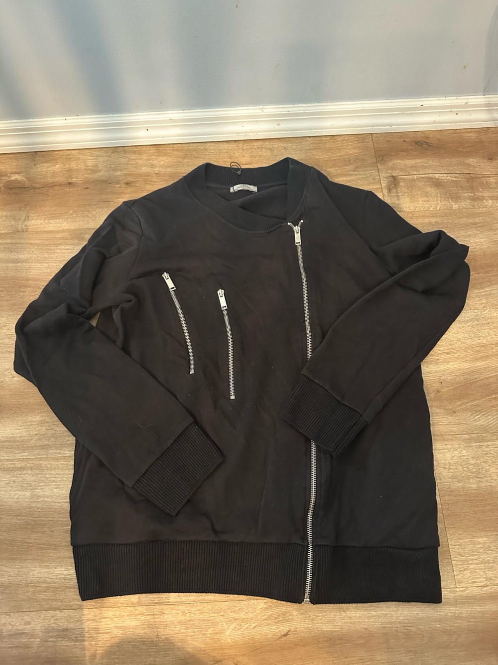Zara Black Sweater with zippers - M